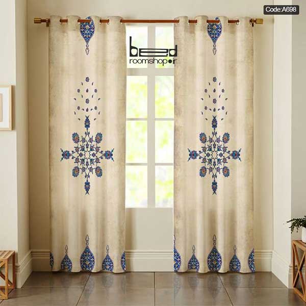 traditional blue and cream curtain پرده سنتی آبی کرم